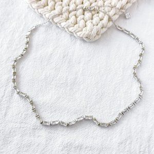 Authentic Kendra Scott Juliette - Silver White Crystal Strand Necklace